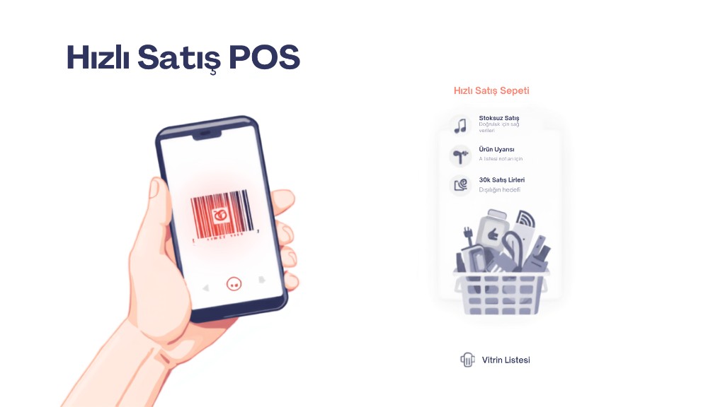 Aksesuar ve Hızlı Satış POS — mobil barkod okuma ve sepet