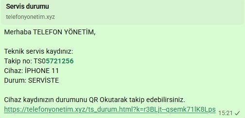 Teknik servis işlem düzenle — WhatsApp mesaj butonu